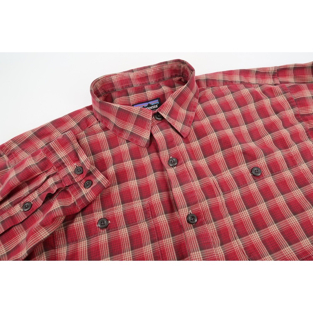 Patagonia Mens Small Red Plaid Long Sleeve Organic‎ Cotton Button Front Shirt